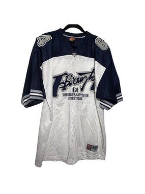 FB County Shirt Navy Blue Short Sleeve 64 Football Jersey Embroidered Mens Large